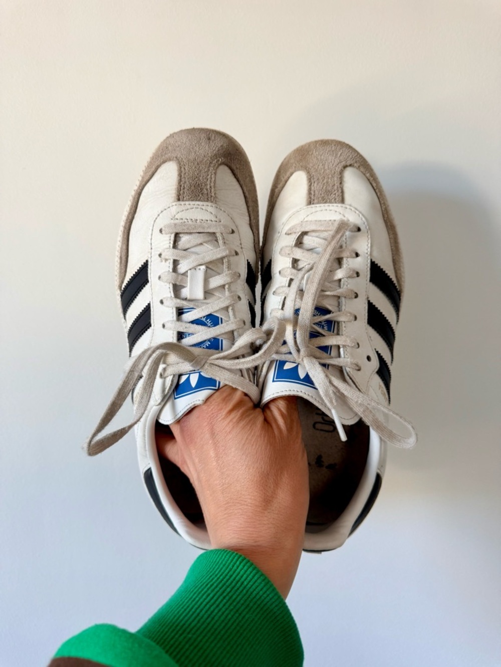 Adidas Samba Leather Sneakers | White with Black Stripes | men’s 7 women’s 8.5 - Picture 2 of 9